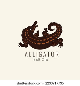 flat alligator logo template design 