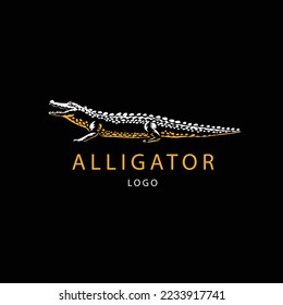 flat alligator logo template design 