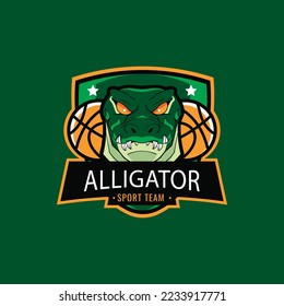 flat alligator logo template design 