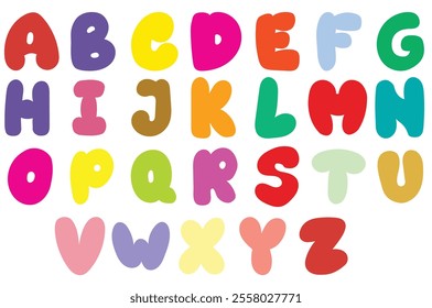 flat alphabet cute doodle set