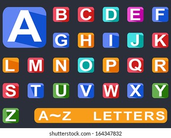 flat alphabet Long shadow icons