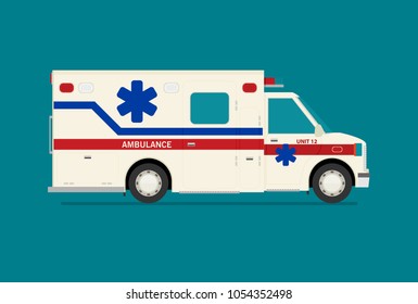 Flat ambulance car vector illustration isolated