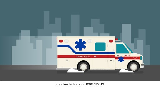 Flat ambulance car vector illustration 