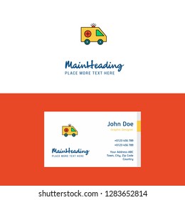 Flat Ambulance  Logo and Visiting Card Template. Busienss Concept Logo Design