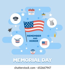 Flat American Banner, Usa Badge, Identity And Other Vector Elements. Set Of History Flat Symbols Also Includes Military, Instrument, Fighter Objects.