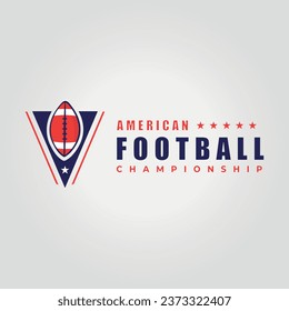 flat american football logo design, illustration of a rugby ball with a triangle emblem