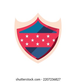 flat american shield over white