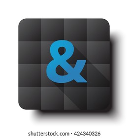 Flat Ampersand  icon on black app button with drop shadow