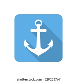 Flat anchor icon with long shadow. Vector illustration