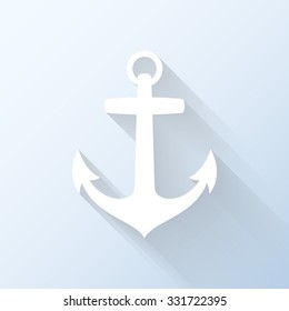 Flat anchor icon with long shadow. Vector illustration