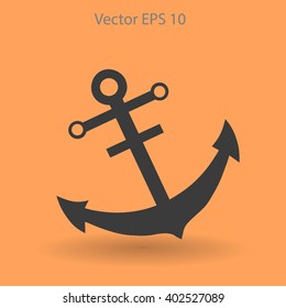 Flat anchor icon. Vector.