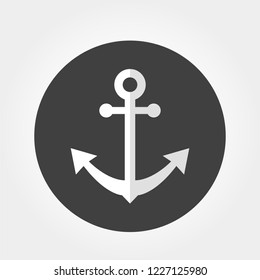 Flat Anchor web icon on gray. button