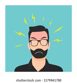 Flat Angry Man Vector Illustration