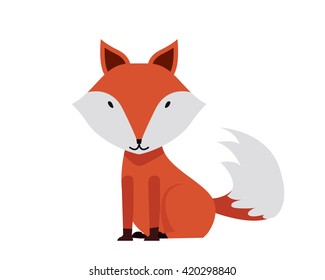 Flat Animal Character Logo - Fox