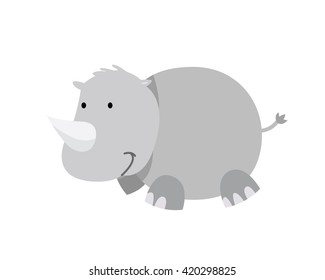 Flat Animal Character Logo - Rhinoceros