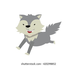 Flat Animal Character Logo - Wolf