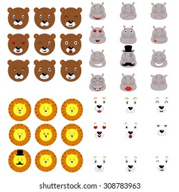 Flat animal emotions collection. 
