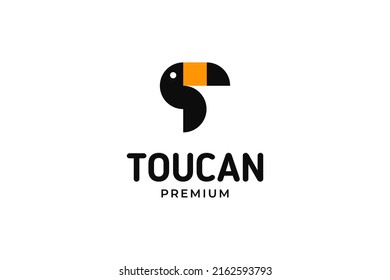 Flat animal toucan logo design illustration