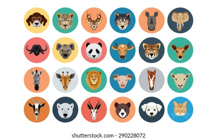 Flat Animals Vector Icons 1