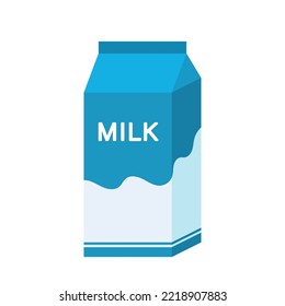 Flat Animated Cartoon Milk in Large Paper Box Illustration. High calcium drinks for healthy strong bone and preventing osteoporosis