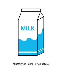 Flache animierte Cartoon Milk in Großpapier Box Illustration. Hochkalziumhaltige Getränke für gesunde Knochen und zur Vorbeugung gegen Osteoporose