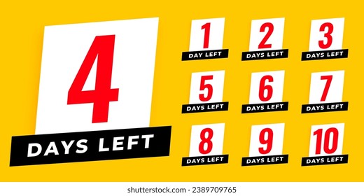 flat announcement days left yellow template for business promo vector