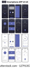 Flat App Design Kit UI UX Light Dark Fitness Vector Illustration