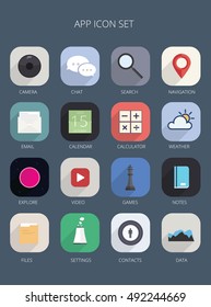 Flat App Icon Set  Vector in a flat style with shadows illustration