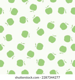 Flat apple fruit seamless pattern. Tropical fruits seamless pattern. Colorful vector summer seamless pattern with fruits illustration