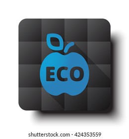 Flat Apple icon on black app button with drop shadow