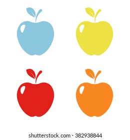 Flat apple icon in various colors