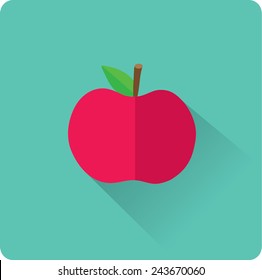 Flat apple icon. Vector Illustration.