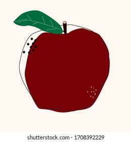 Flat apple isolated vector illustration. Summer color design. Healthy lifestyle.