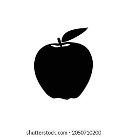 flat apple with leaf icon vector. apple fruit