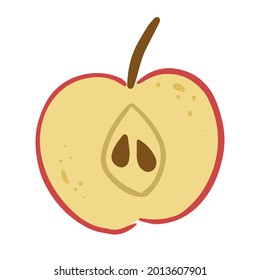 manzana plana. Ilustración de vectores dibujada a mano aislada en fondo blanco.
