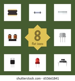 Flat Appliance Set Of Receiver, Memory, Microprocessor And Other Vector Objects. Also Includes Fiildistor, Access, Semiconductor Elements.