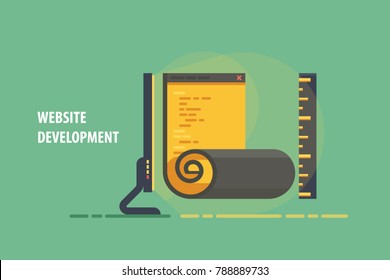 Flat application software coding development ,code programming process concept . Vector illustration for your business