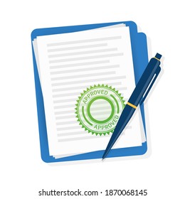 Flat approved rejected document for report design. Vintage vector illustration. Flat vector illustration.