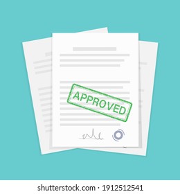 Flat approved rejected document for report design. Vintage vector illustration. Flat vector illustration.