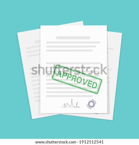 Flat approved rejected document for report design. Vintage vector illustration. Flat vector illustration.