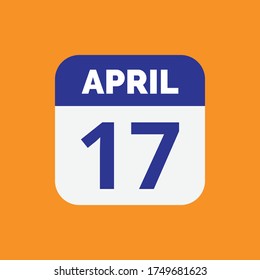Flat April 17 Calendar Date Icon Stock Vector