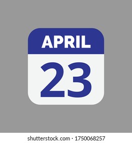 Flat April 23 Calendar Date Icon Stock Vector