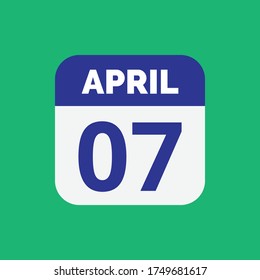 Vector de material gráfico de fecha del calendario 7 de abril plana