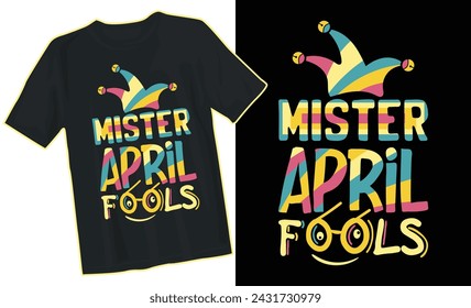 Flat april fool day illustration lettering t-shirt