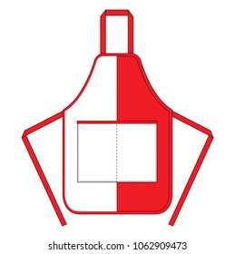 Flat apron design with half style red-white and two pockets vector.