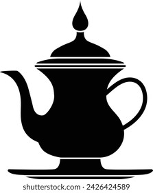 Flat Arab Dallah coffee tea pot silhouette clipart element for traditional holiday festival celebration design