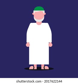  flat arab muslim man with traditional cloth vector  isolated, muslim people, arabian people