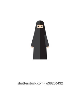 Flat Arabian Element. Vector Illustration Of Flat Muslim Woman Isolated On Clean Background. Can Be Used As Arabian, Muslim And Woman Symbols.