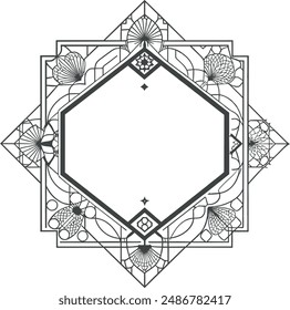 Flat Arabic islamic frame ornate vintage card template design elements vector illustrations