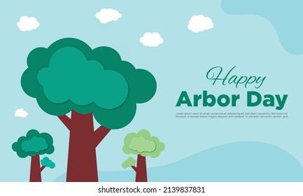 Flat arbor day with paper style background